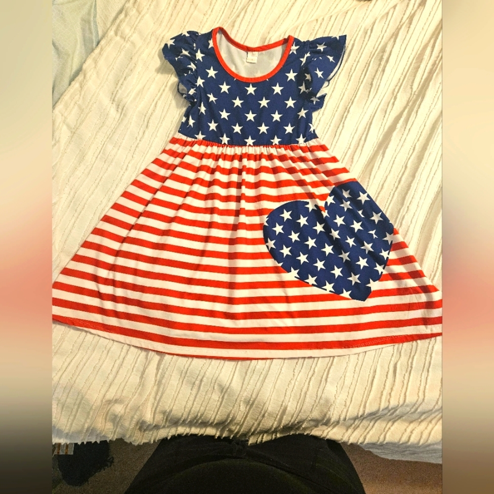 Patriotic Stars and Stripes Kids Dress